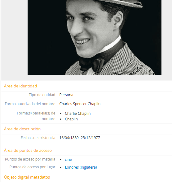 Puntos de acceso en registro de autoridad en AtoM 2.5 (Access to Memory)