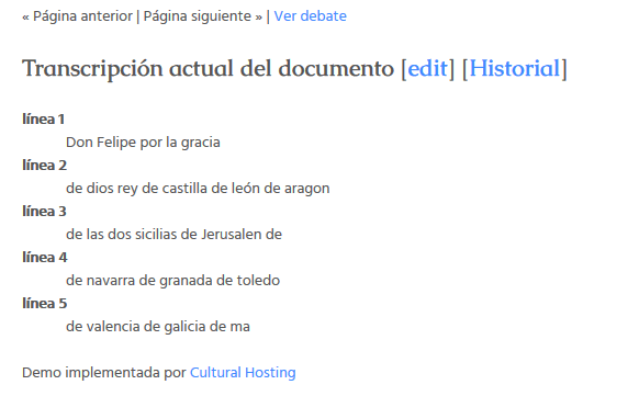 Área de edición de la transcripción