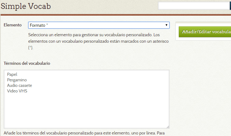 Simple Vocab | Plugin de Omeka