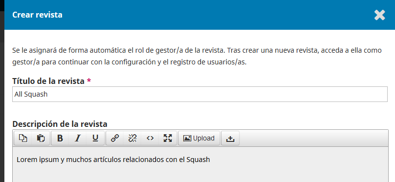 Crear una revista en OJS
