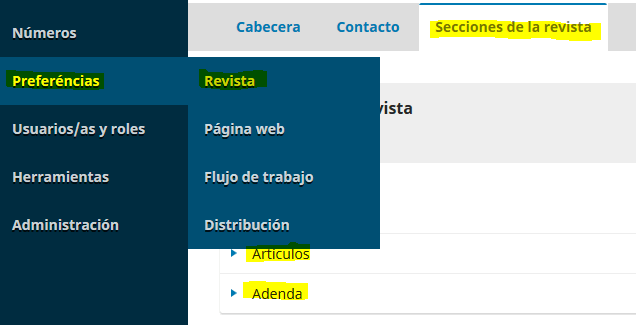 Crear secciones de la Revista en OJS