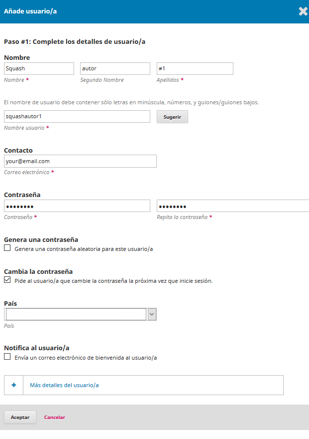 Crear un usuario en OJS